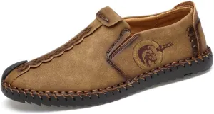 Men's Sport Sandals Leather Casual Shoes Driving Loafers Outdoor Flats Breathable Fisherman Oxford Walking Summer Handmade Stitching Comfortable