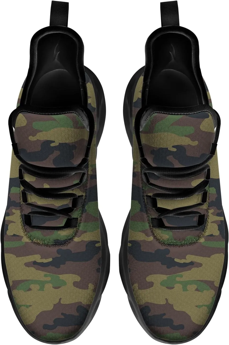 Men's Women's Green Camouflage Shoes Walking Running Tennis Shoes Camo Sneakers Gifts for Men Women