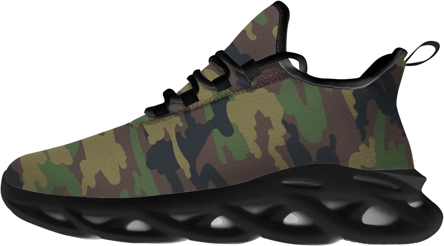 Men's Women's Green Camouflage Shoes Walking Running Tennis Shoes Camo Sneakers Gifts for Men Women