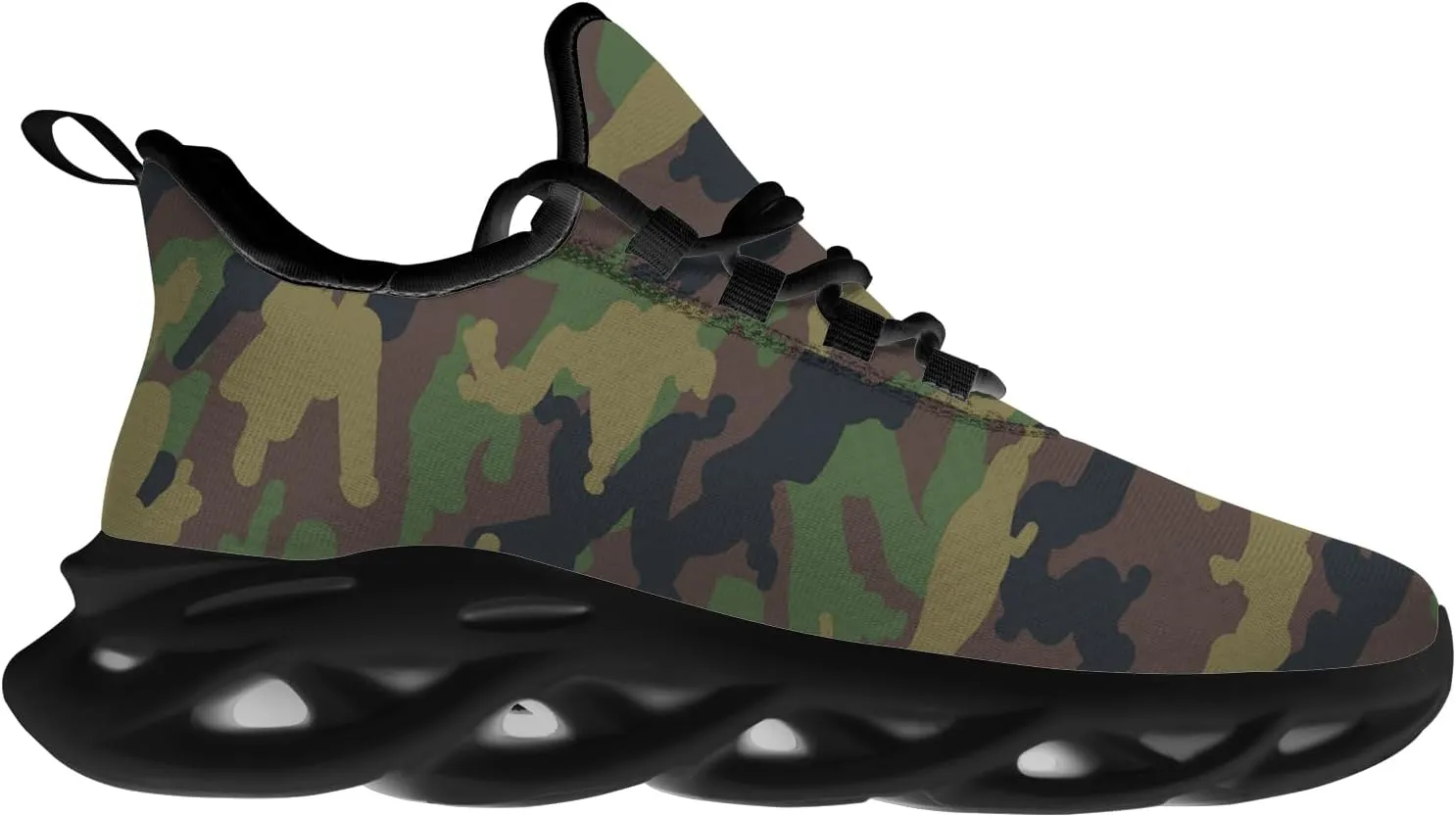 Men's Women's Green Camouflage Shoes Walking Running Tennis Shoes Camo Sneakers Gifts for Men Women