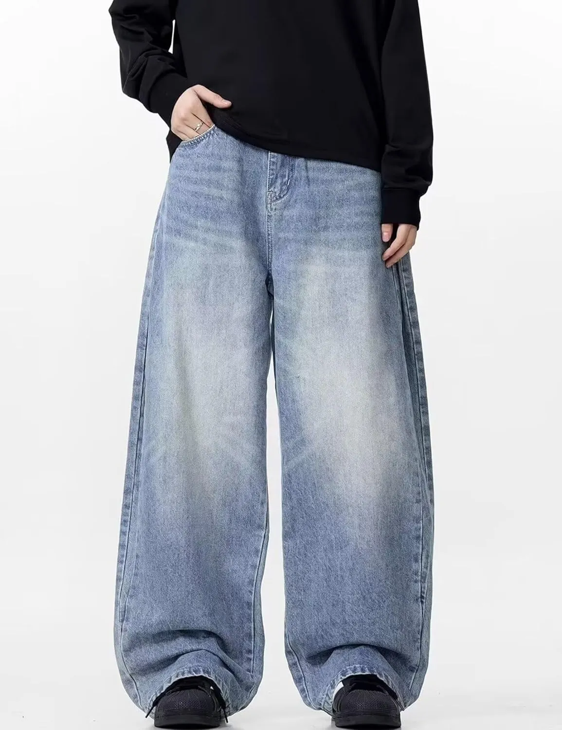 Mens Y2k Jeans Vintage Baggy Jnco Jeans Hip Hop Skater Pants Grunge Denim Pants for Men