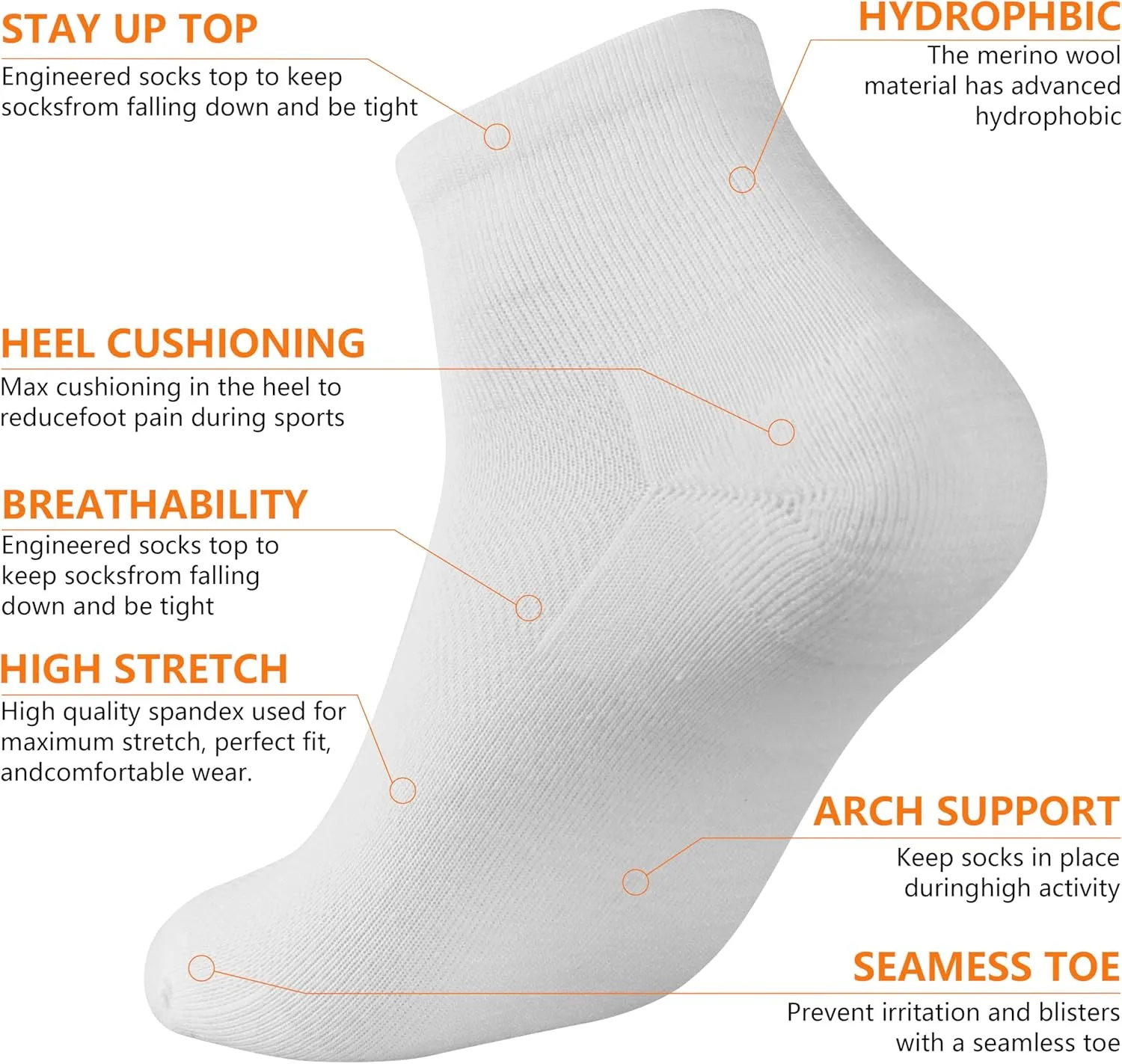 Merino Wool Ankle Socks, Men's Women's 90% Wool Athletic Thin Running Moisture Wicking Socks, 3 Pairs