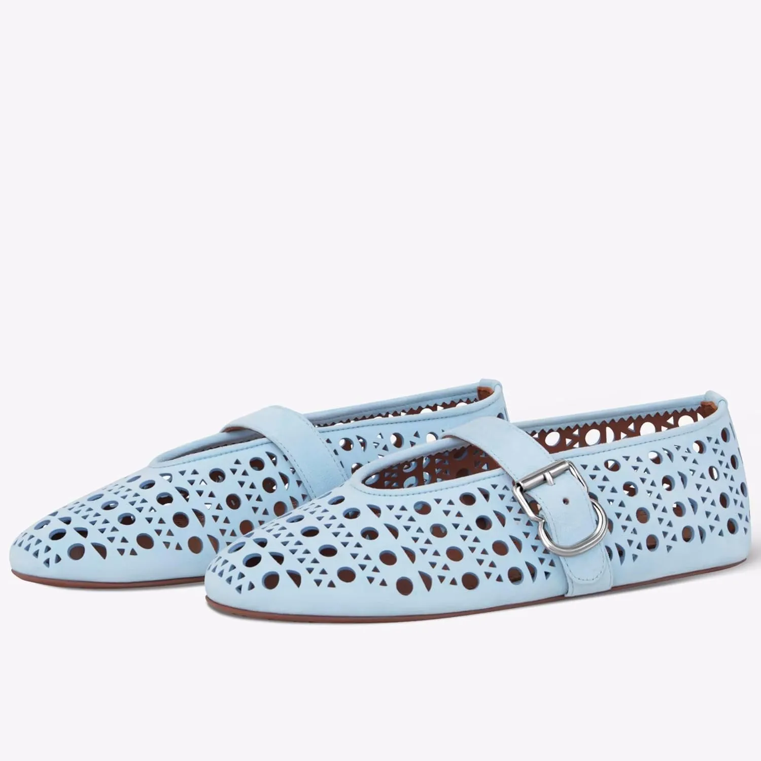 Mesh Ballet Flats for Women,Buckle Strap Hollow Out Mary Jane Flats Round Toe Breathable Comfortable Casual Daily Dress Ballerina Shoes