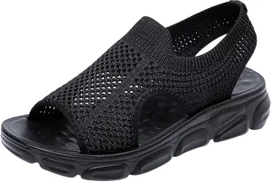 Mesh Breathable Sandals for Women Summer Casual Fish Mouth Open Toe Slip on Wedge Platform Sandals Comfortable Ladies Outdoor Beach Shoes Sandalias
