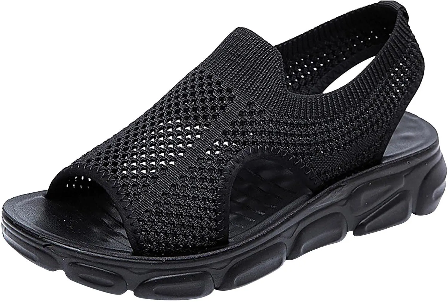 Mesh Breathable Sandals for Women Summer Casual Fish Mouth Open Toe Slip on Wedge Platform Sandals Comfortable Ladies Outdoor Beach Shoes Sandalias