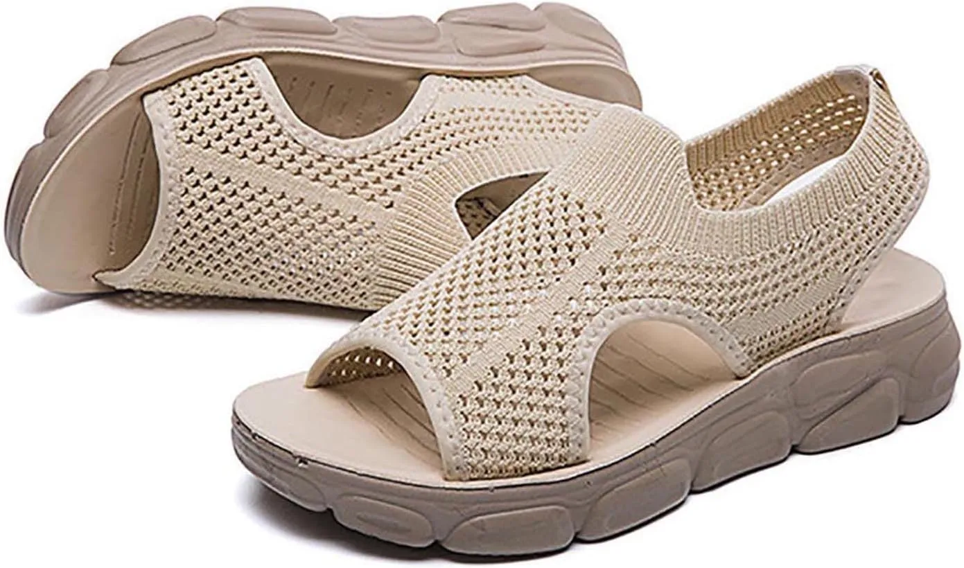 Mesh Breathable Sandals for Women Summer Casual Fish Mouth Open Toe Slip on Wedge Platform Sandals Comfortable Ladies Outdoor Beach Shoes Sandalias