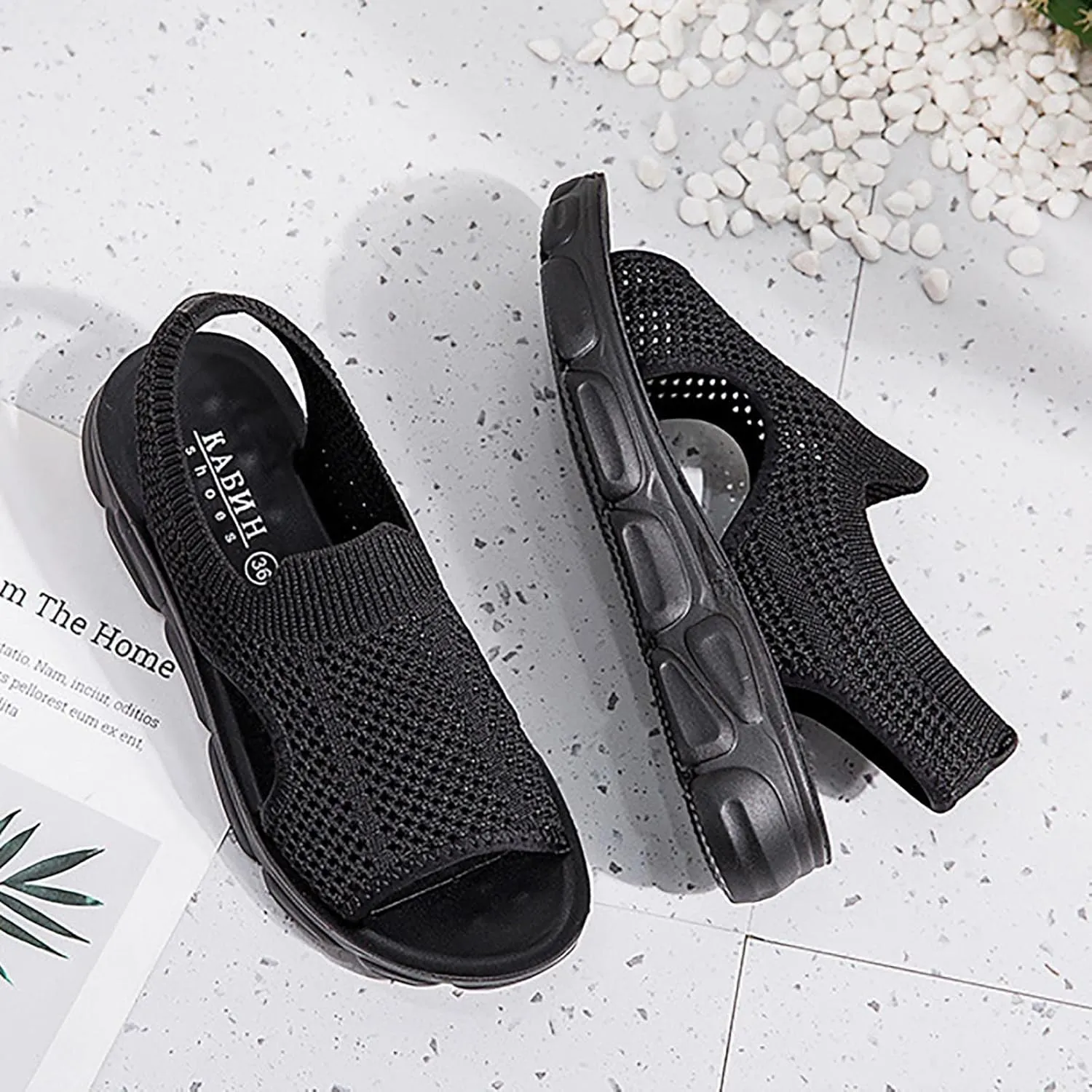 Mesh Breathable Sandals for Women Summer Casual Fish Mouth Open Toe Slip on Wedge Platform Sandals Comfortable Ladies Outdoor Beach Shoes Sandalias