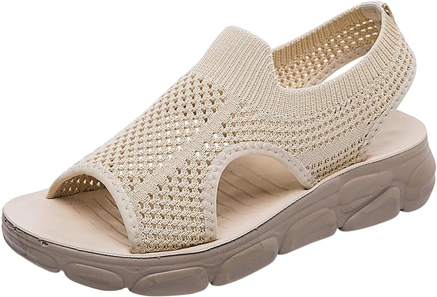 Mesh Breathable Sandals for Women Summer Casual Fish Mouth Open Toe Slip on Wedge Platform Sandals Comfortable Ladies Outdoor Beach Shoes Sandalias