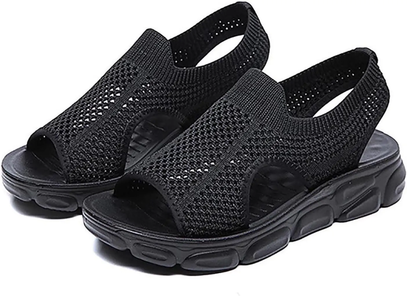 Mesh Breathable Sandals for Women Summer Casual Fish Mouth Open Toe Slip on Wedge Platform Sandals Comfortable Ladies Outdoor Beach Shoes Sandalias