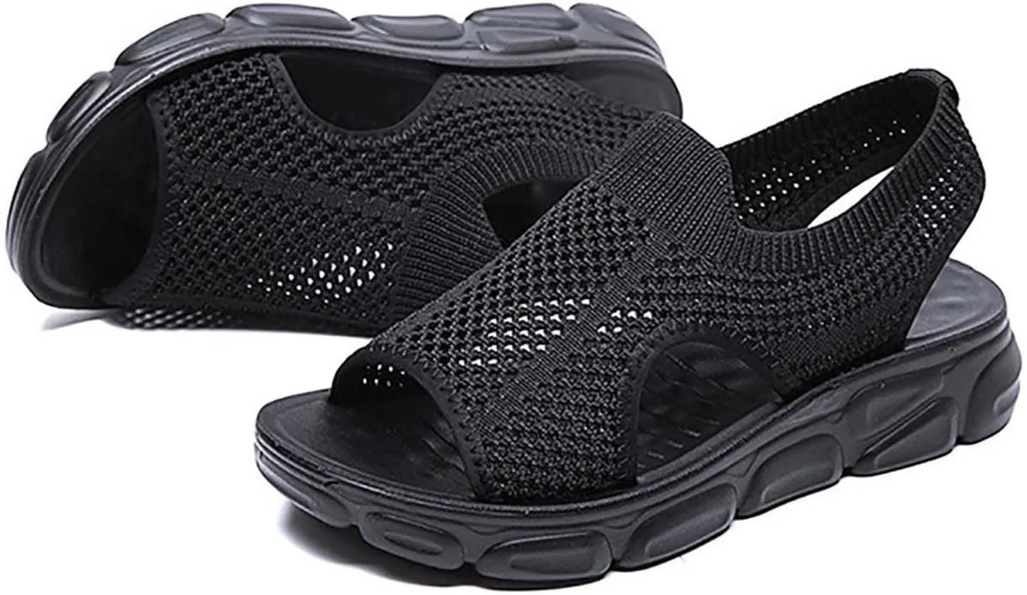 Mesh Breathable Sandals for Women Summer Casual Fish Mouth Open Toe Slip on Wedge Platform Sandals Comfortable Ladies Outdoor Beach Shoes Sandalias