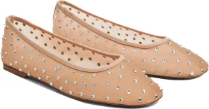 Mesh Flats Ballet Flats for Women with Rhinestone Sparkly Dressy Crystal Sandals