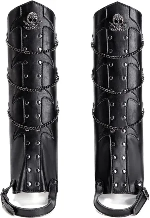 MIAOCOS Medieval Leather Armor Leg Covers Boot Covers Renaissance Pirate Viking Stage Halloween Shoe Accessories