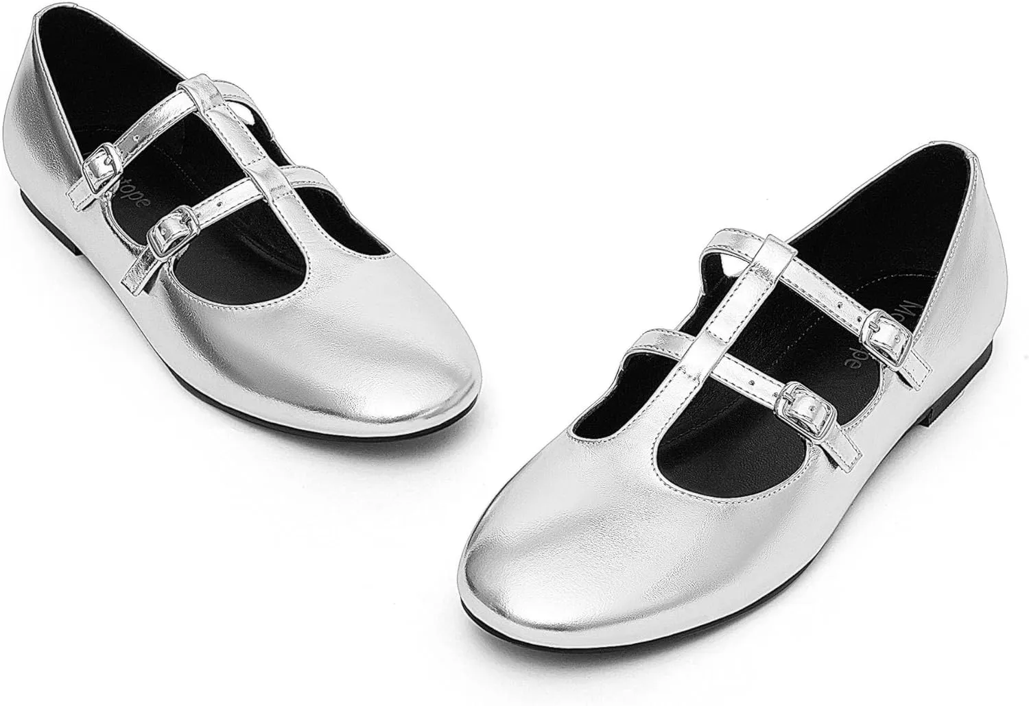 Modatope Mary Jane Flats for Women Ballet Flats Closed Round Toe Two Strap Casual Work Party