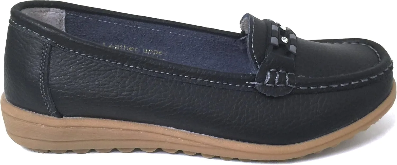 N-52 Women's Loafers Leather Casual Comfort Slip On Oxfords Deck Moc Sneaker Colors Moccasin Shoes