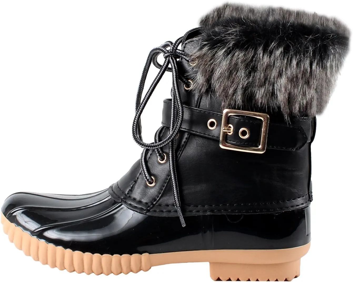 Nature Breeze Duck-01 Women's Chic Lace Up Buckled Duck Waterproof Snow Boots