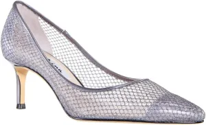 NINA Niley - Women's Gunmetal Mesh Low-Heel Classic Fashion Dressy Pump Shoes - Elegant and Comfortable Women's heeled Pumps - Casual and Dress