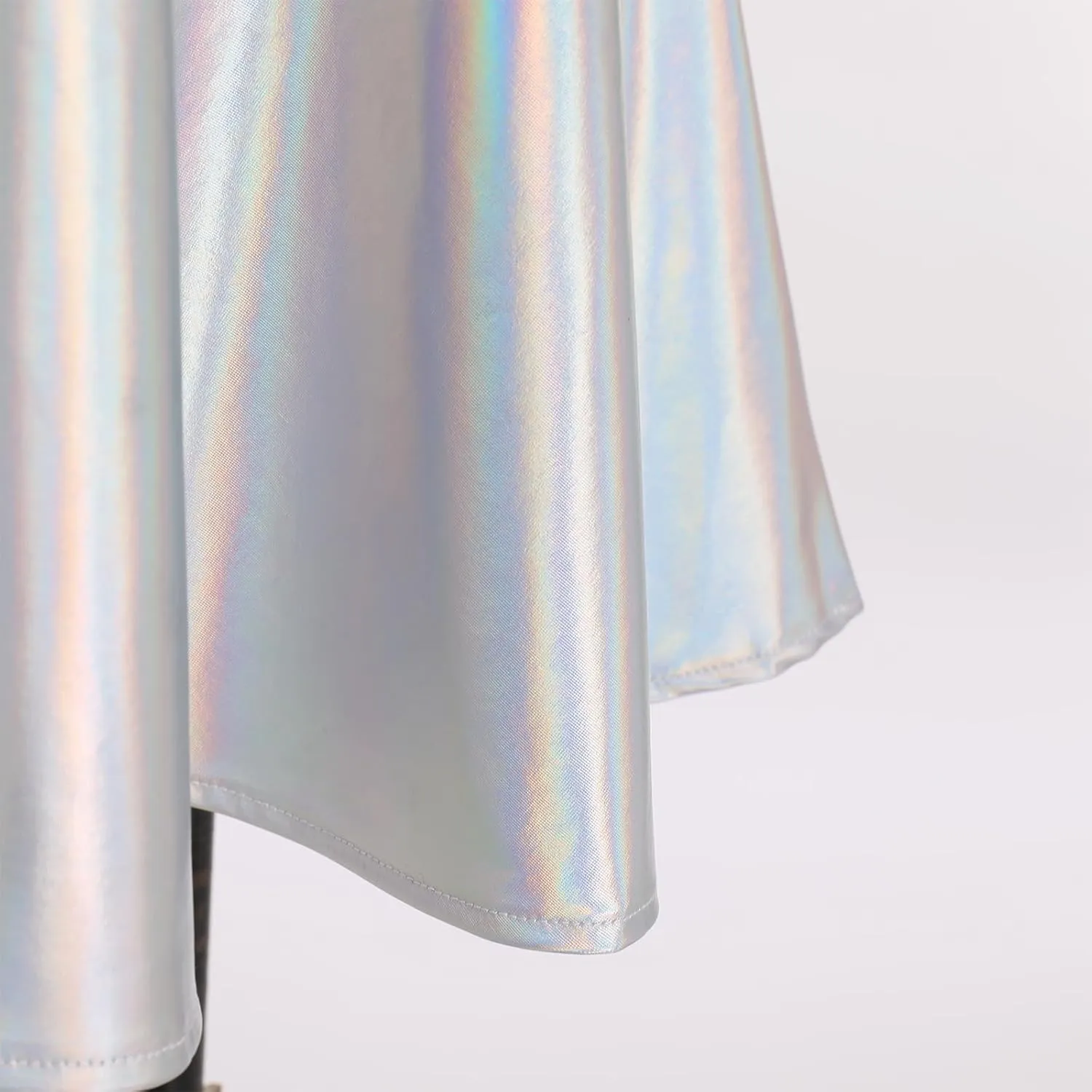 ODASDO Women Holographic Dress Shiny Metallic Skater Dresses 80s 90s Halloween Costume Party Disco Ball Dance Clubwear
