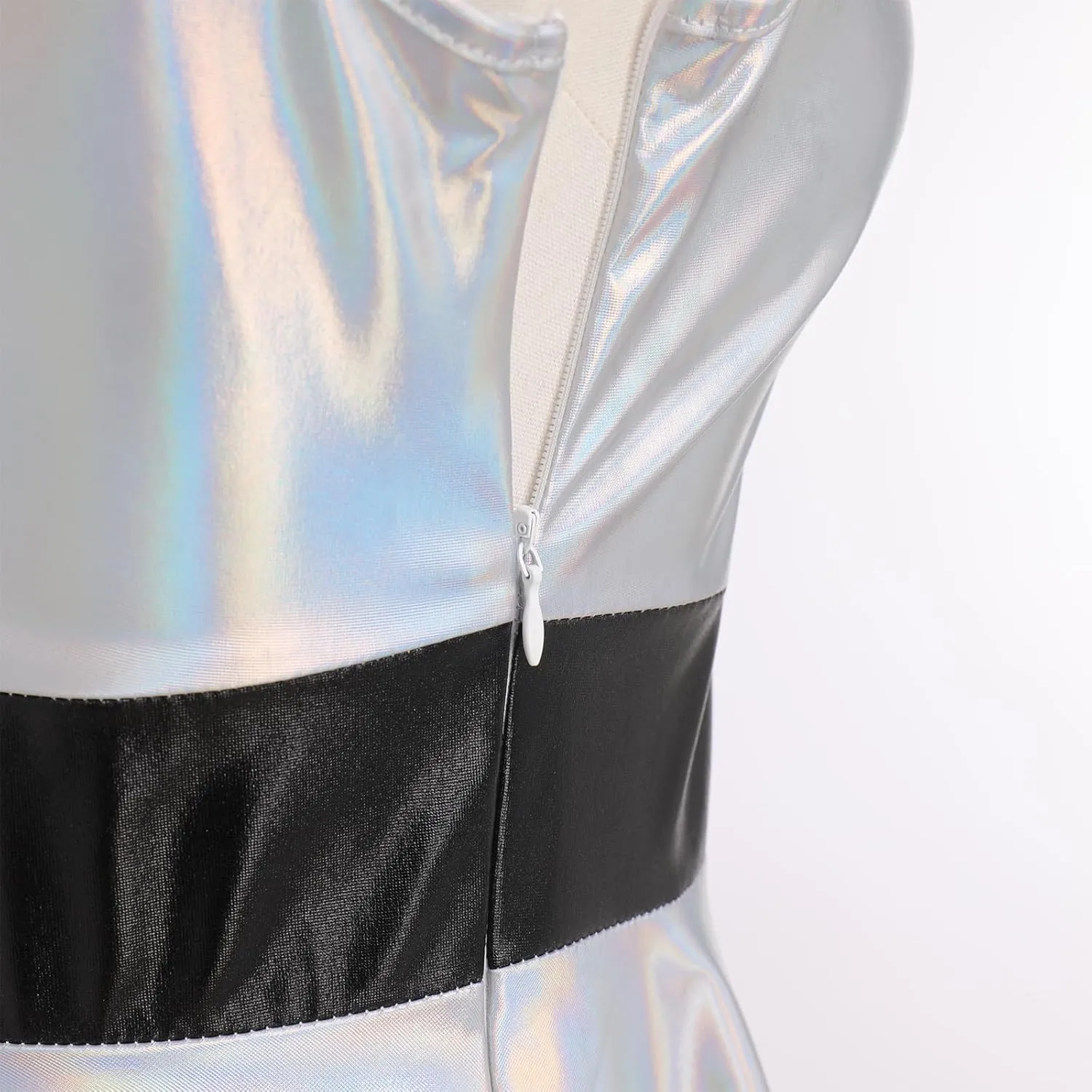 ODASDO Women Holographic Dress Shiny Metallic Skater Dresses 80s 90s Halloween Costume Party Disco Ball Dance Clubwear