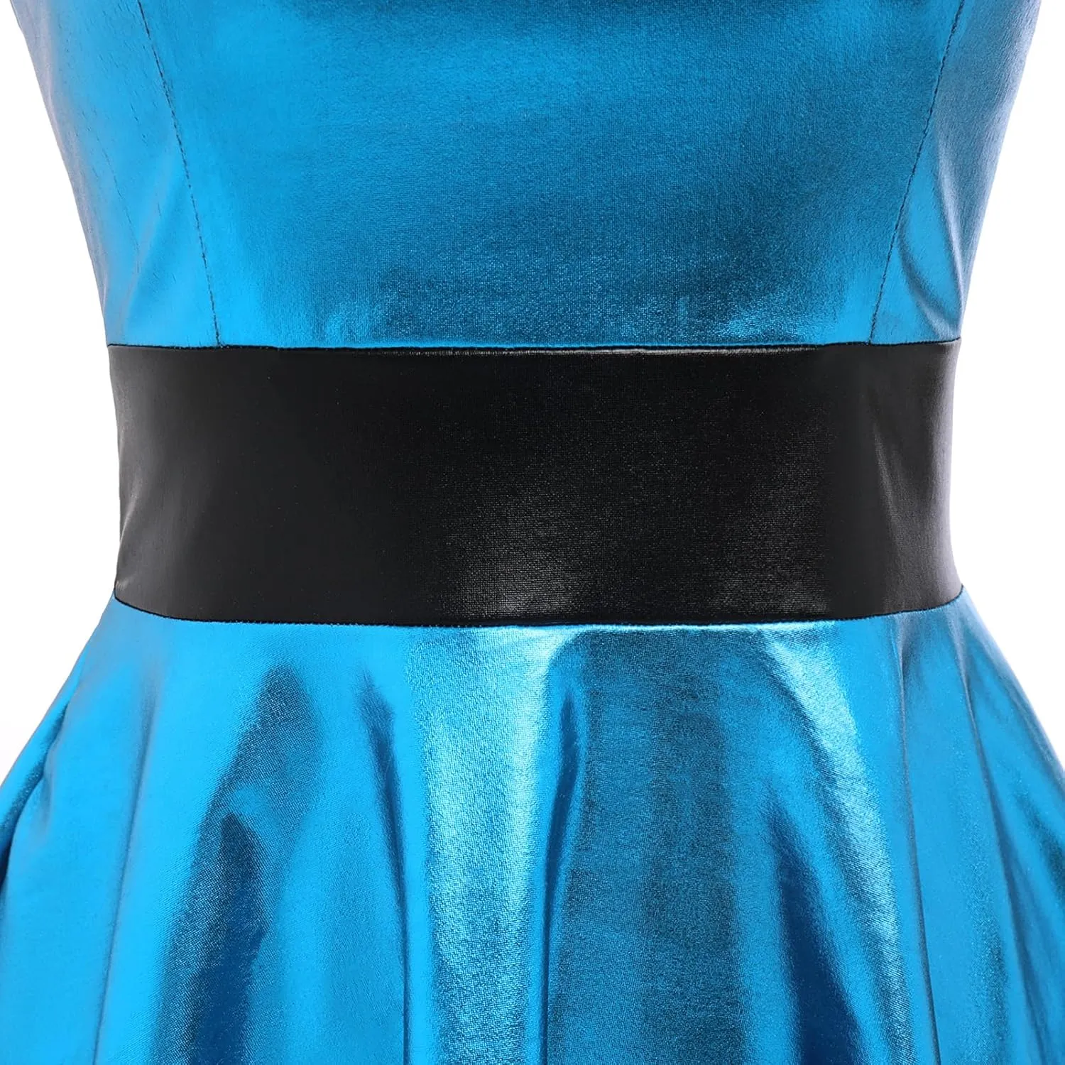 ODASDO Women Holographic Dress Shiny Metallic Skater Dresses 80s 90s Halloween Costume Party Disco Ball Dance Clubwear