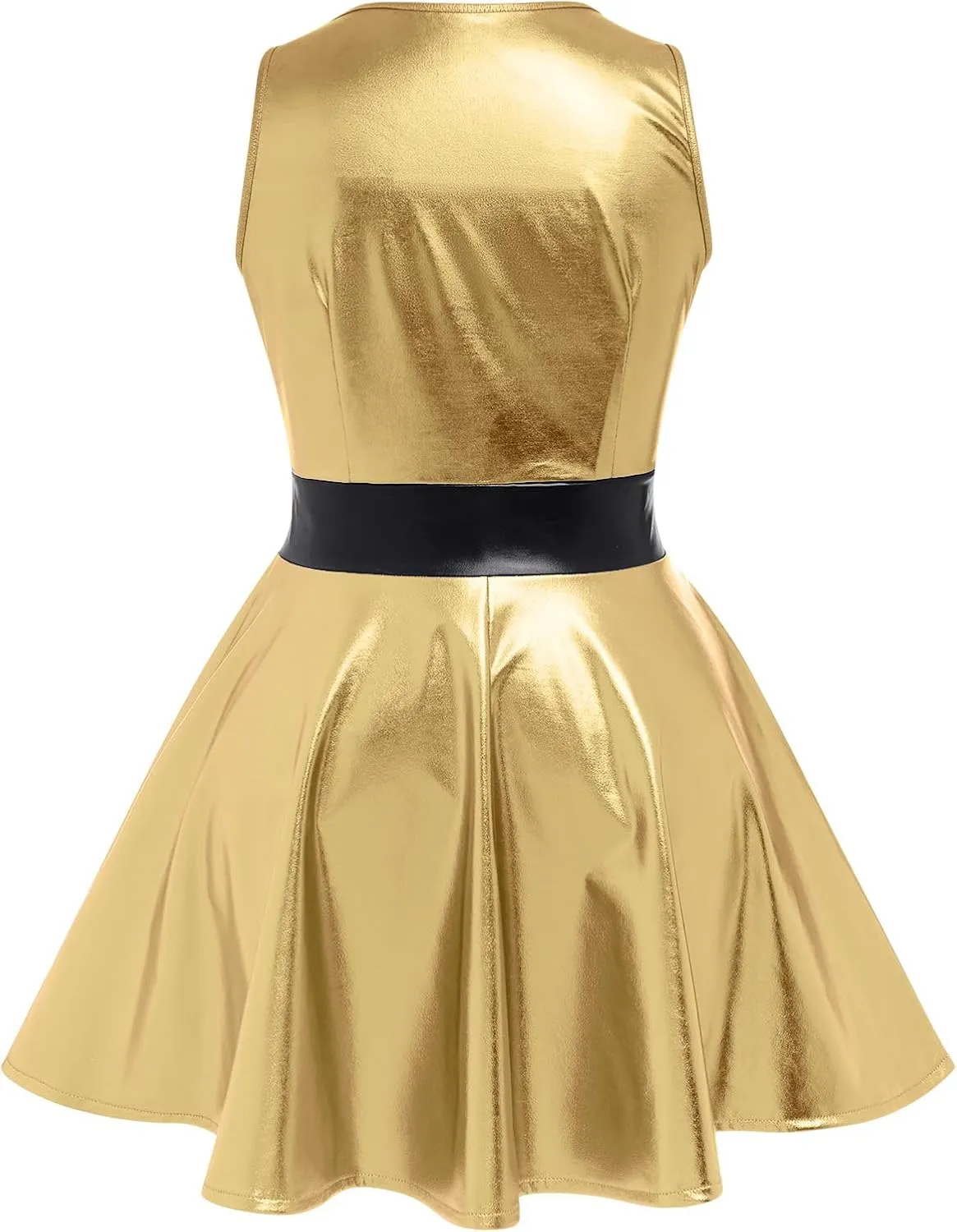 ODASDO Women Holographic Dress Shiny Metallic Skater Dresses 80s 90s Halloween Costume Party Disco Ball Dance Clubwear