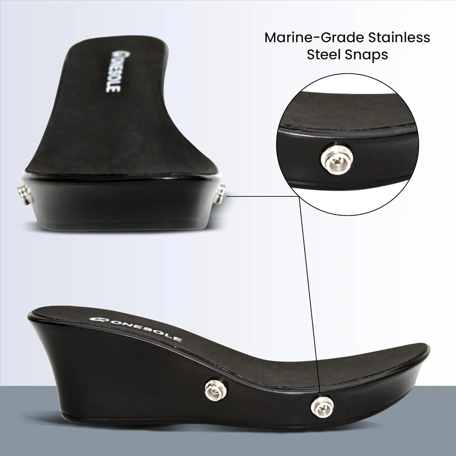 Onesole interchangeable Tops for women's wedge Sandals with 2 designs, Black Sole, Shoe Kit, travel friendly, As Seen on Shark Tank