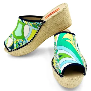 PAVIMENTO Green Modern Wedge Espadrilles