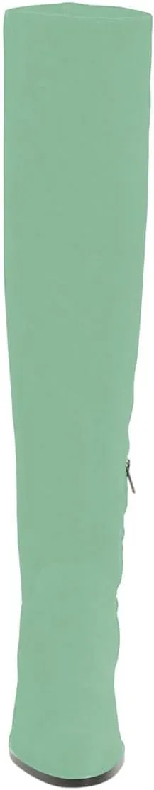 Pazzion Women Almond Toe Knee High Boots Partial Zippers Stretchy Cold Weather Warm Flat Long Boot Dressy Prom Office Shoes Size 4-16 US
