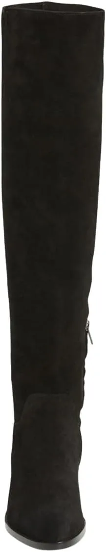 Pazzion Women Almond Toe Knee High Boots Partial Zippers Stretchy Cold Weather Warm Flat Long Boot Dressy Prom Office Shoes Size 4-16 US