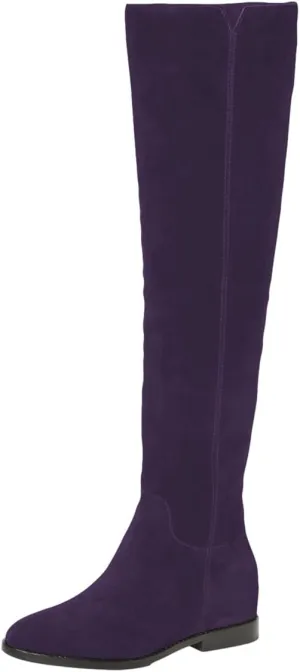 Pazzion Women Almond Toe Knee High Boots Partial Zippers Stretchy Cold Weather Warm Flat Long Boot Dressy Prom Office Shoes Size 4-16 US