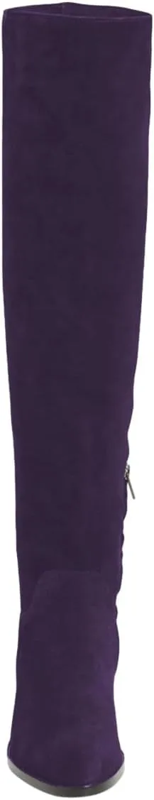 Pazzion Women Almond Toe Knee High Boots Partial Zippers Stretchy Cold Weather Warm Flat Long Boot Dressy Prom Office Shoes Size 4-16 US