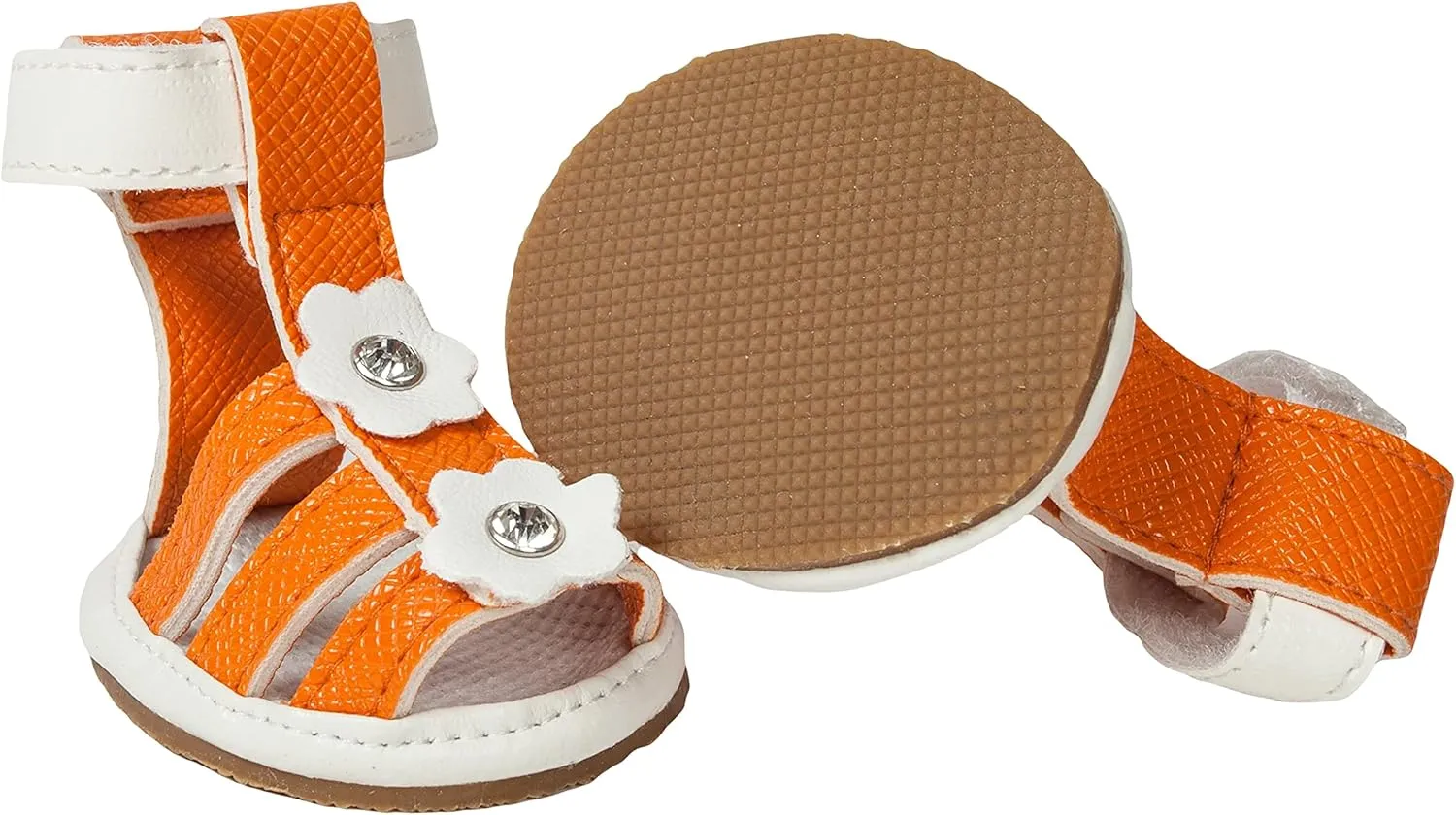 Pet Life Buckle-Supportive Reflective PVC Dog Sandals - Waterproof Summer Dog Shoes with Added Details - Set of 4 Pet Sandals
