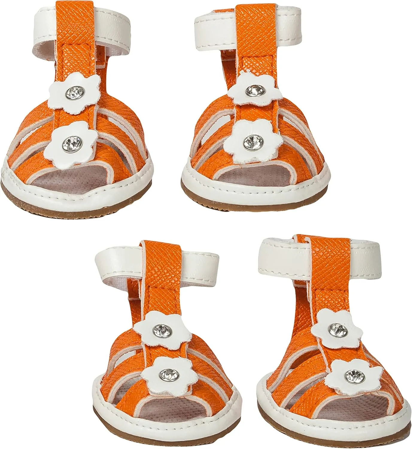 Pet Life Buckle-Supportive Reflective PVC Dog Sandals - Waterproof Summer Dog Shoes with Added Details - Set of 4 Pet Sandals