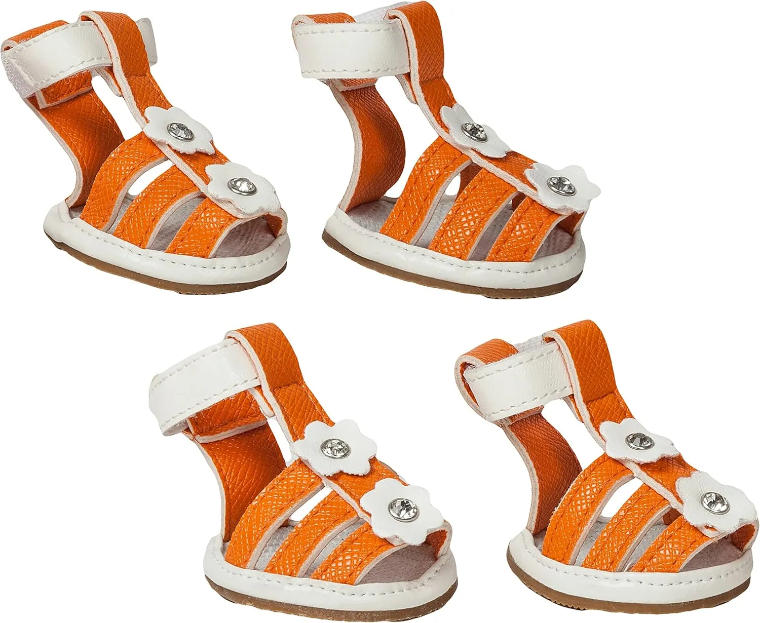 Pet Life Buckle-Supportive Reflective PVC Dog Sandals - Waterproof Summer Dog Shoes with Added Details - Set of 4 Pet Sandals