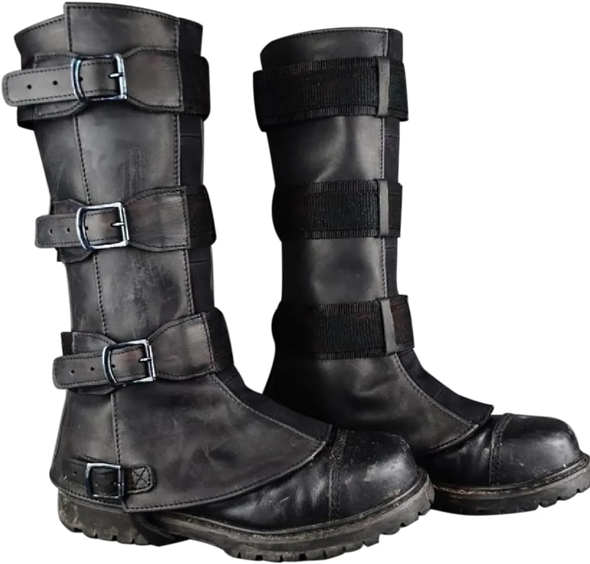 Pirate Costume Boot Covers - Men's Steampunk Renaissance & Viking Boot Covers - PU Leather Armor Leg Warrior Knight Cosplay Accessory