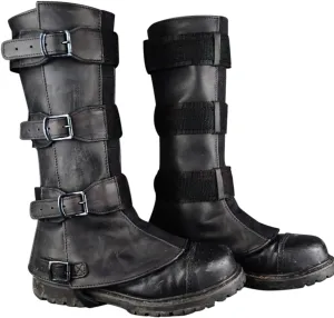 Pirate Costume Boot Covers - Men's Steampunk Renaissance & Viking Boot Covers - PU Leather Armor Leg Warrior Knight Cosplay Accessory