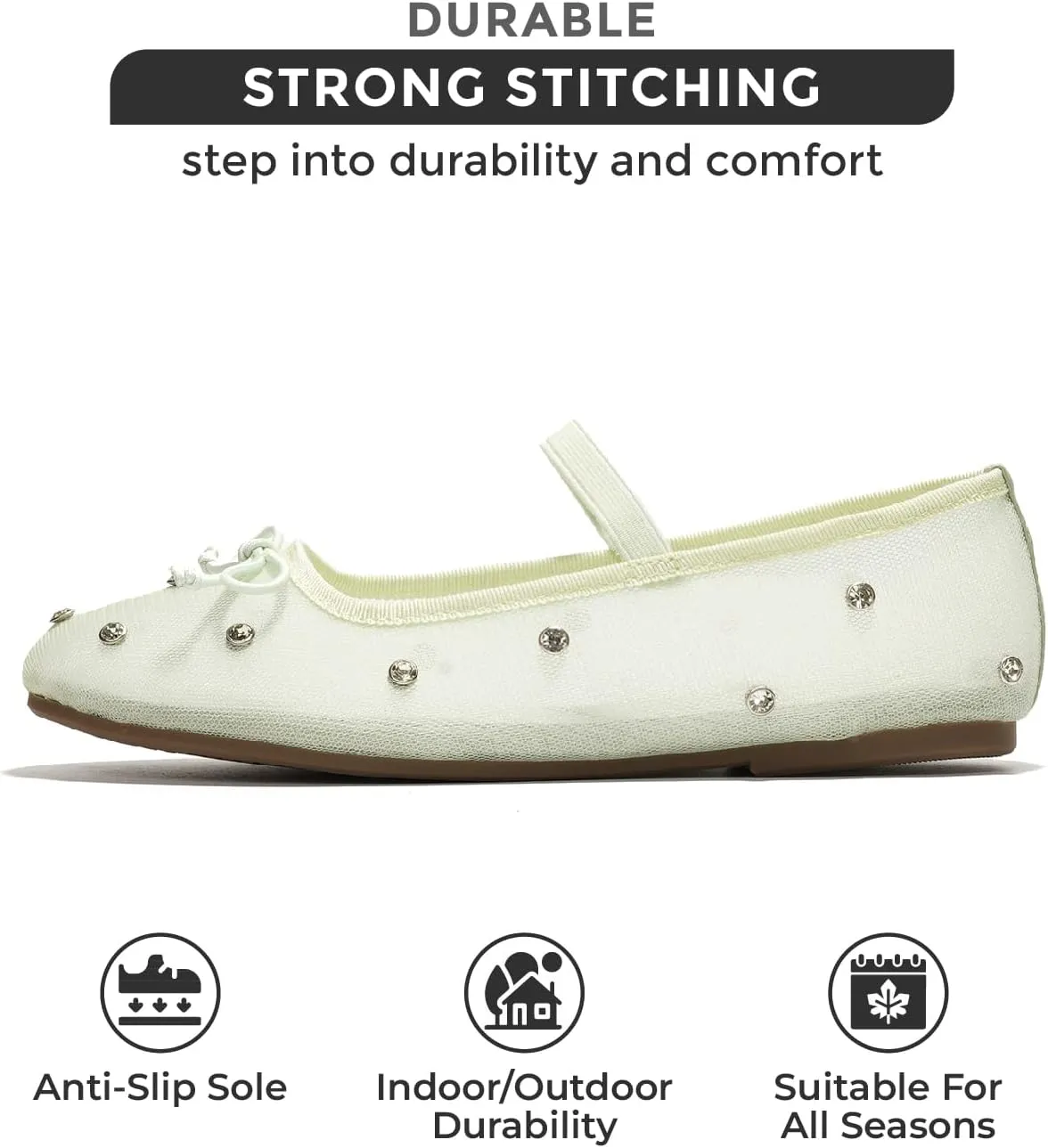 Project Cloud Ballet Flats Shoes for Women - Lightweight & Stylish Ballet Flats for Women Footwear - Non-Slip Mary Jane Shoes with Memory Foam - Casual Footwear for All-Day Comfort