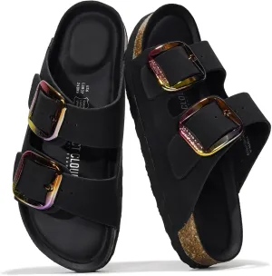 Project Cloud Genuine Leather Flat Sandals for Women 2025 Comfortable Beach Essentials Womens Sandals Memory Foam Vacation Essentials Slides for Women Footwear (Santorini)