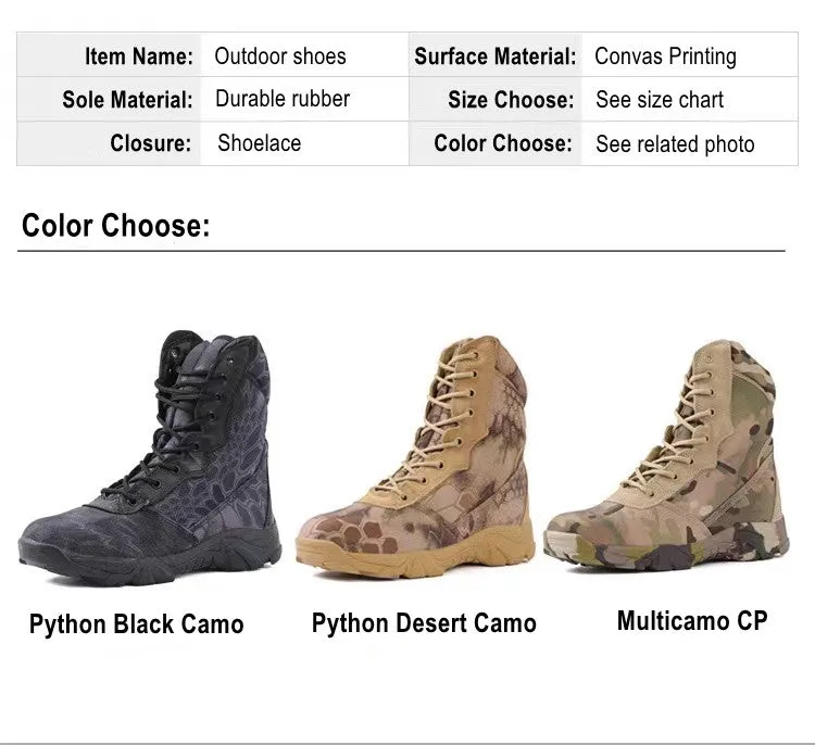 Python Desert Army Boots Tactical Military Boots Work Shoes Bota Masculina Black Motorcycle Boots Hiking Hunting Combat Shoes