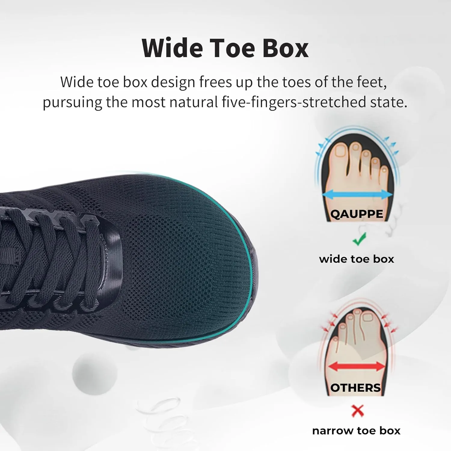 QAUPPE Wide Toe Box Shoes for Men Walking Shoes with Arch Support Plantar Fasciitis Orthotic Sneakers Air Tennis Sneakers US 8-13