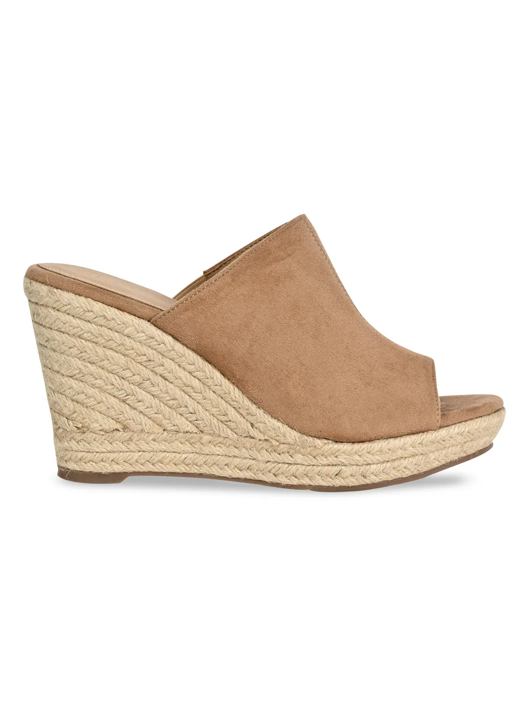 Rocia By Regal Camel Women High Heel Suede Espadrilles