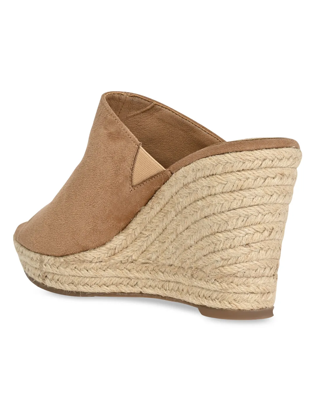Rocia By Regal Camel Women High Heel Suede Espadrilles