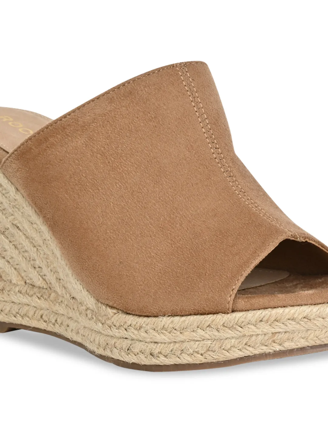Rocia By Regal Camel Women High Heel Suede Espadrilles