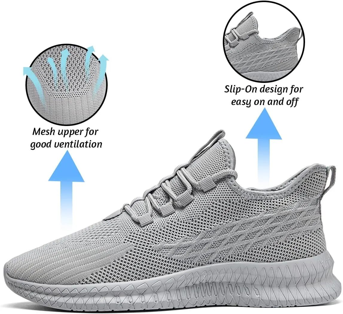 Running Shoes for Men Casual Slip on Tennis Walking Sneakers Lightweight Breathable Mesh Fashion Gym Athletic Sports Workout Shoes