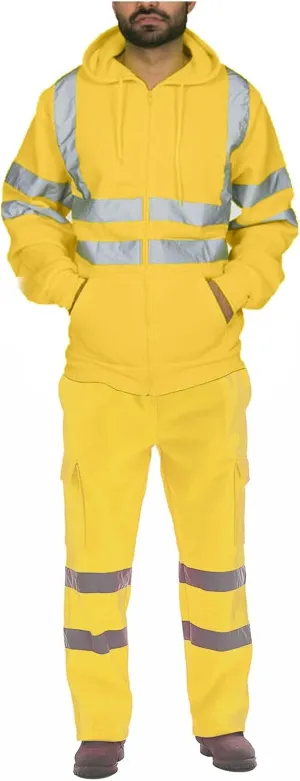 Safety Hi Vis Rain Set Class 3 High Visibility Rain Gear for Men Rain Suits Waterproof Reflective Hooded Jacket Pants