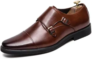 Santimon Men's Dress Loafer Shoes Monk Strap Slip On Loafers Cap Toe Formal Shoes
