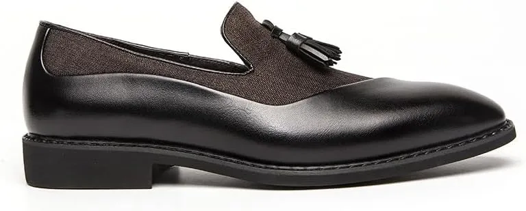 Santimon Men's Dress Shoes Patchwork Panelled Tassel Loafers Luxury Wedding Office Business Shoes for Men