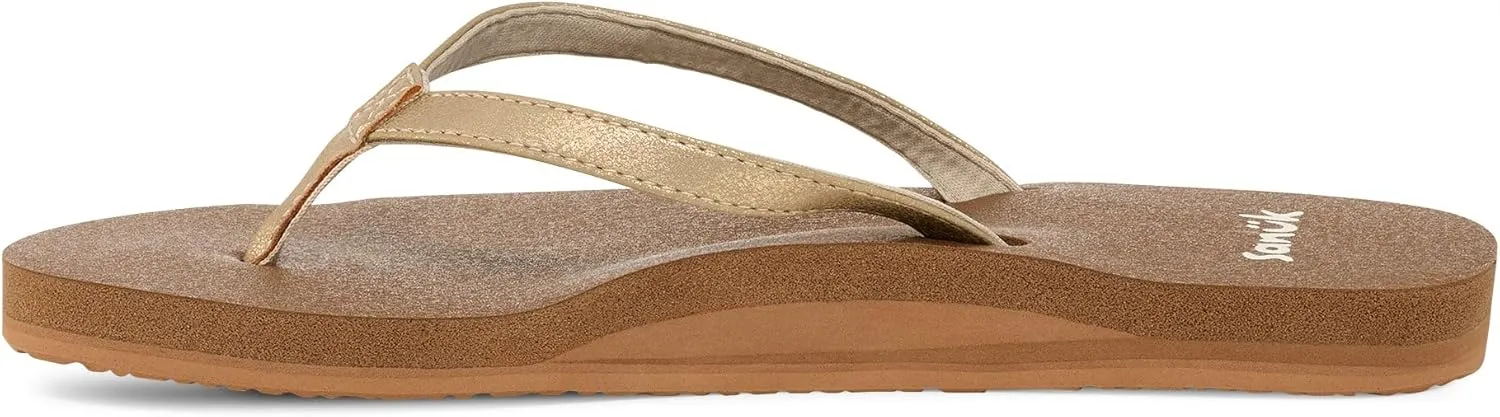 Sanuk Yoga Joy II Shimmer | Flip Flops for Women | Yoga Sandals For Women | Women's Beach Sandals | Memory Foam Footbed