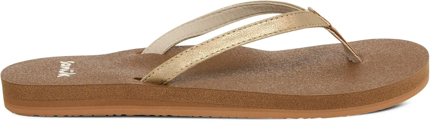 Sanuk Yoga Joy II Shimmer | Flip Flops for Women | Yoga Sandals For Women | Women's Beach Sandals | Memory Foam Footbed