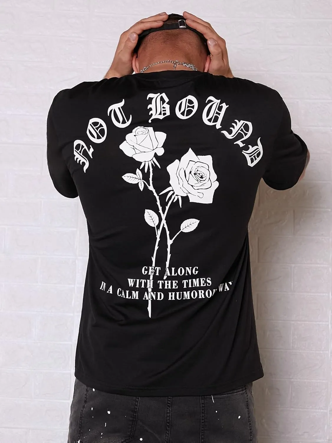 SHENHE Men's Graphic Floral Letter Print Short Sleeve Round Neck T Shirt Tee Tops