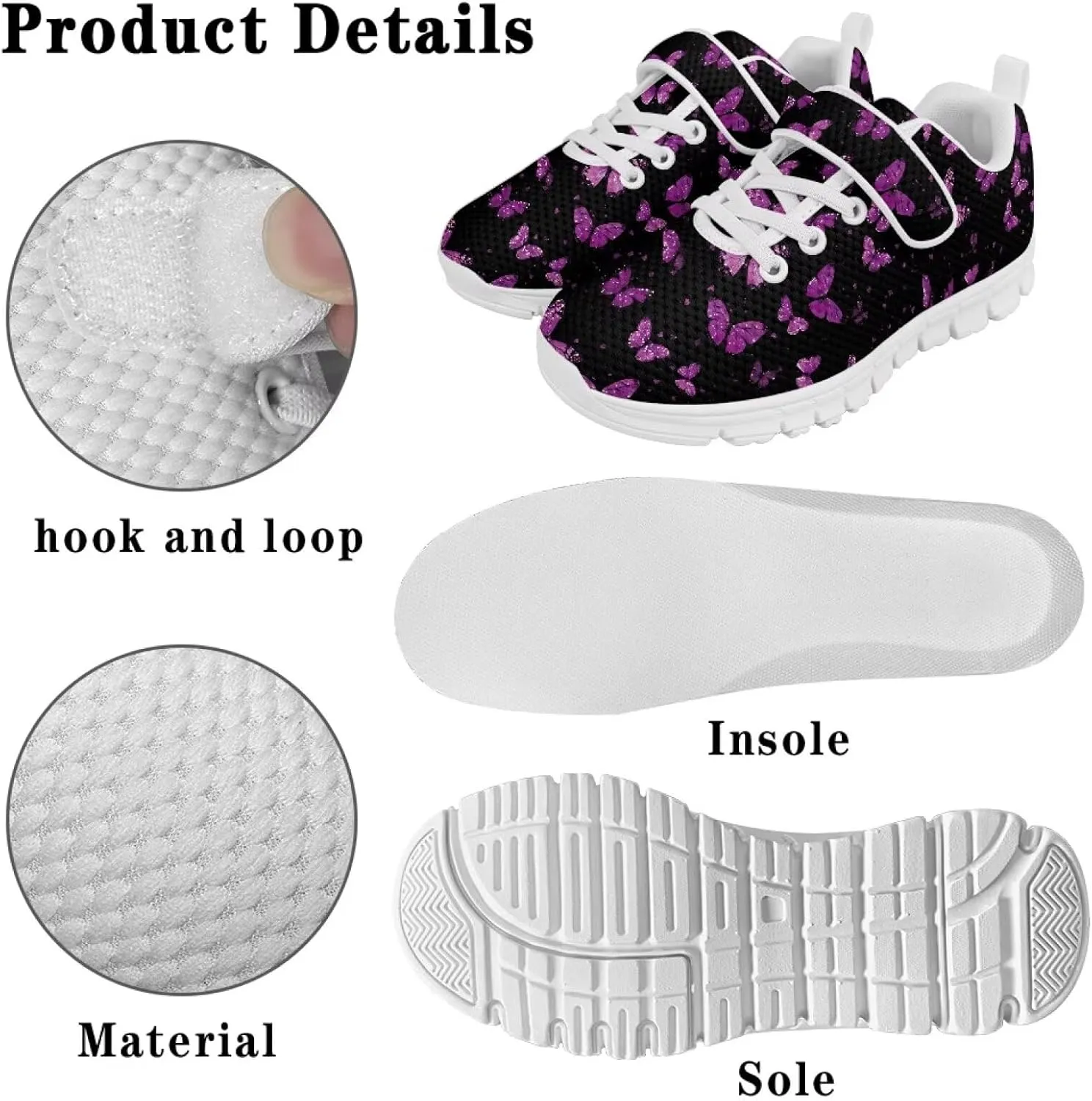 Showudesigns Slip On Sneakers for Kids Girls Running Tennis Shoes Gym School Exercise Trainers